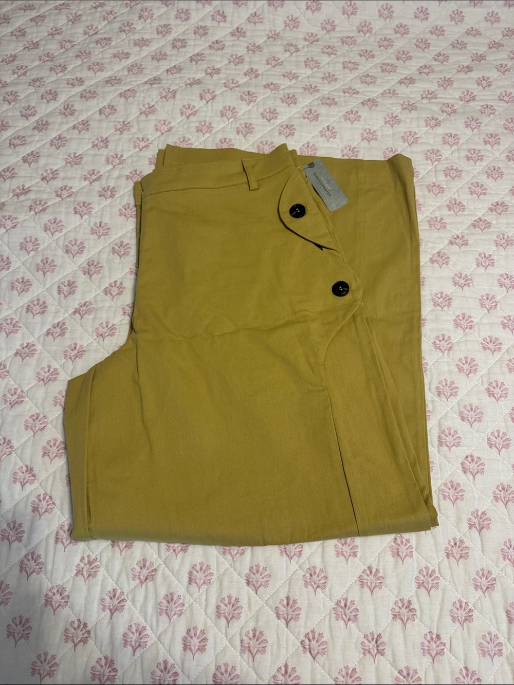 Anthropologie Double-Button Mustard Trousers